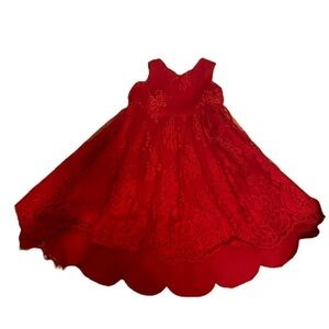 Biscotti Red Lace Tulip Hem Dress Sz 5 Sleeveless Girls Kids